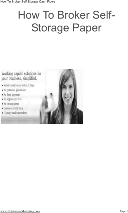 Product picture How To Broker Self Storage Cash Flows